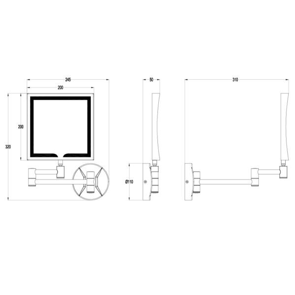 Eastbrook Square LED Magnifying Mirror 320mm x 245mm - Image 2