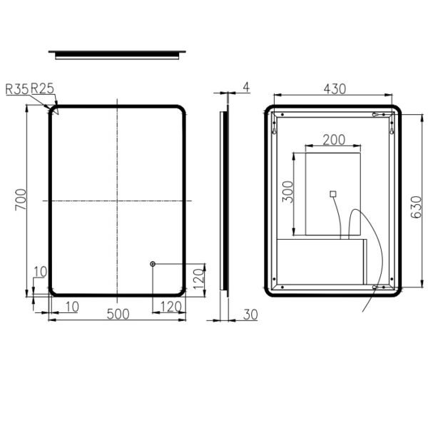 Eastbrook Orta Rectangular Illuminated Mirror - Image 2