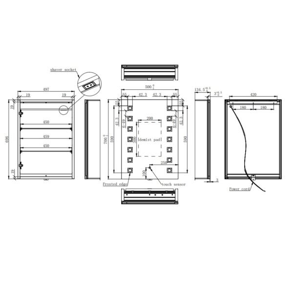 Eastbrook Chiana 1 Door LED Illuminated Mirror Cabinet 700mm x 500mm - Image 2