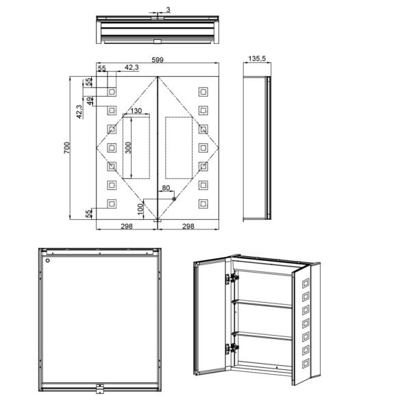 Eastbrook Chiana 2 Door LED Illuminated Mirror Cabinet - Image 3