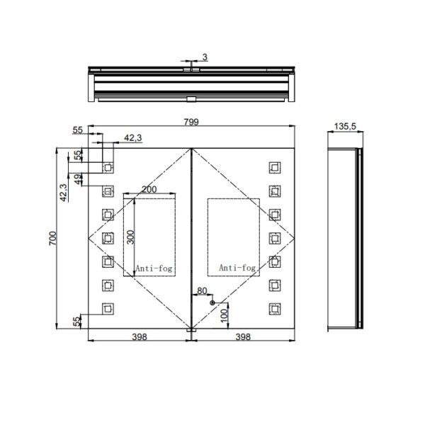 Eastbrook Chiana 2 Door LED Illuminated Mirror Cabinet - Image 4