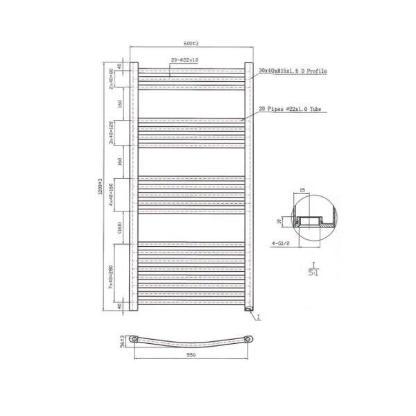 Eastbrook Wendover Curved Heated Towel Rail Chrome - Image 41