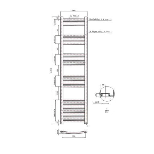 Eastbrook Wendover Curved Heated Towel Rail Chrome - Image 43