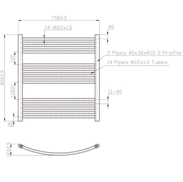 Eastbrook Wendover Curved Heated Towel Rail Chrome - Image 34