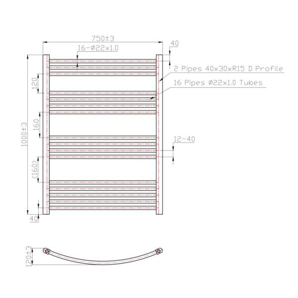 Eastbrook Wendover Curved Heated Towel Rail Chrome - Image 38