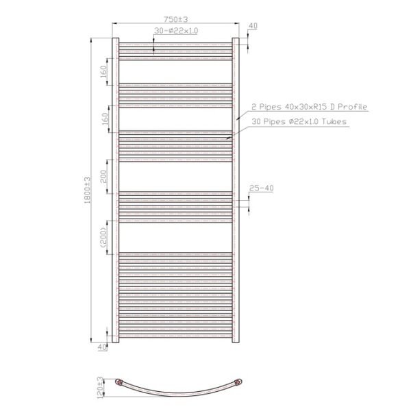 Eastbrook Wendover Curved Heated Towel Rail Chrome - Image 50