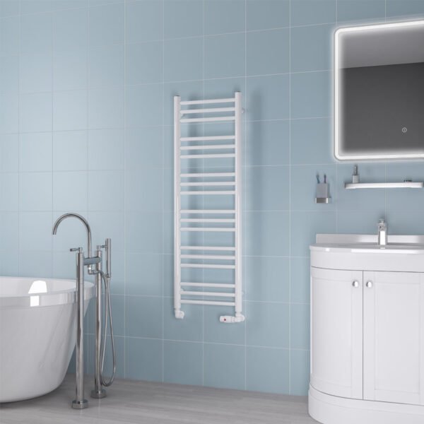 Eastbrook Biava Round Straight Heated Towel Rail White - Image 5