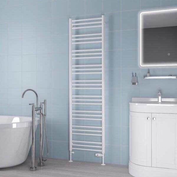 Eastbrook Biava Round Straight Heated Towel Rail White - Image 9