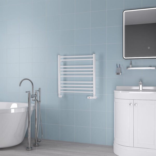 Eastbrook Biava Round Straight Heated Towel Rail White - Image 4