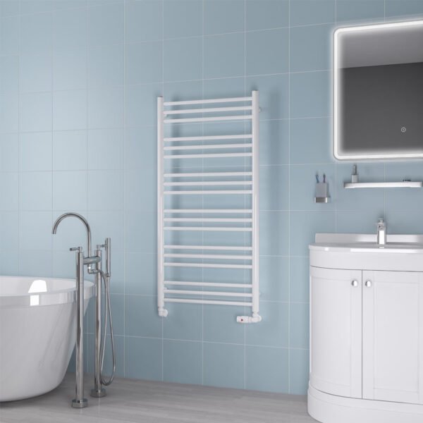 Eastbrook Biava Round Straight Heated Towel Rail White - Image 7