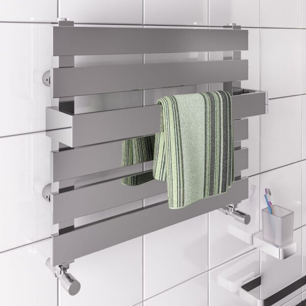 Eastbrook Ascona Designer Heated Towel Rail 420mm x 500mm Polished Stainless Steel - Image 3