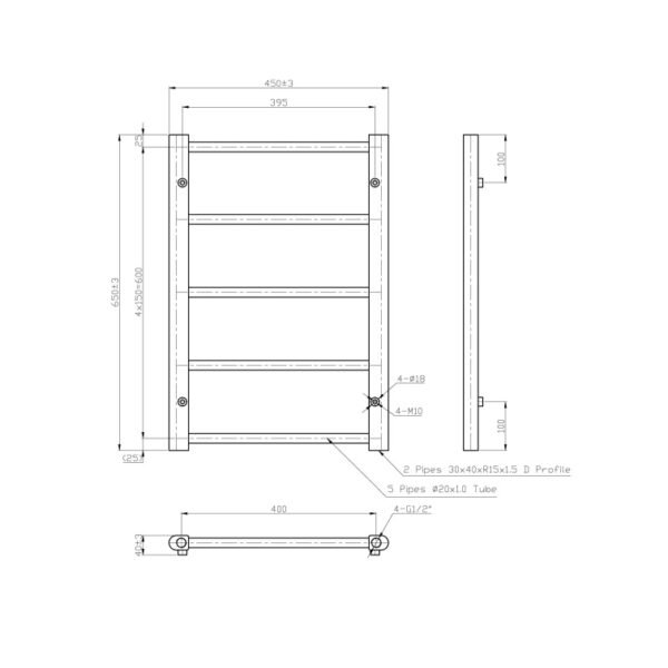Eastbrook Tuscan Multirail Straight Heated Towel Rail Gloss White - Image 4