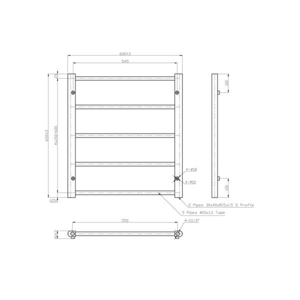 Eastbrook Tuscan Multirail Straight Heated Towel Rail Gloss White - Image 10