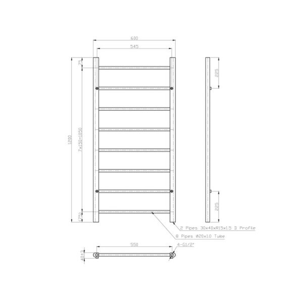 Eastbrook Tuscan Multirail Straight Heated Towel Rail Gloss White - Image 12
