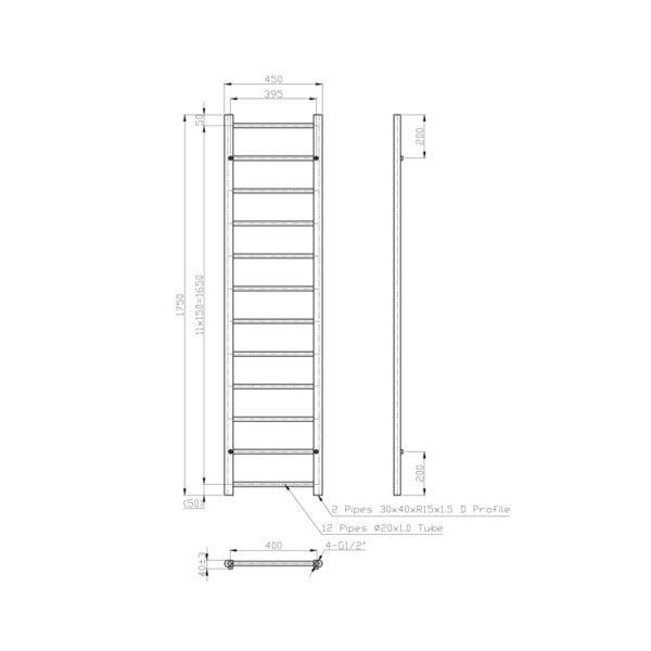 Eastbrook Tuscan Multirail Straight Heated Towel Rail Gloss White - Image 13