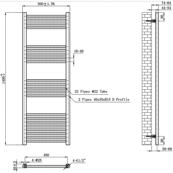 Eastbrook Wendover Straight Heated Towel Rail Brushed Brass - Image 38