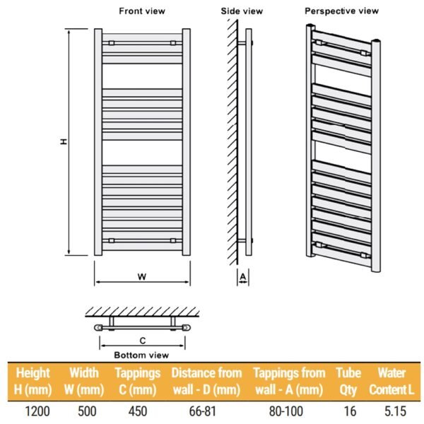 Eastbrook Staverton Straight Designer Heated Towel Rail Brushed Brass - Image 5