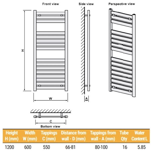 Eastbrook Staverton Straight Designer Heated Towel Rail Brushed Brass - Image 6