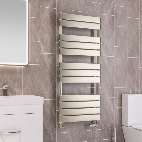 Eastbrook Staverton Tube On Tube Straight Designer Heated Towel Rail Brushed Brass - Image 2
