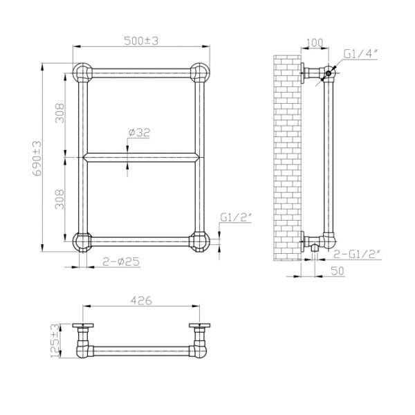 Eastbrook Stour Straight Heated Towel Rail Matt Black - Image 9