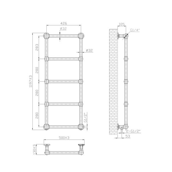Eastbrook Stour Straight Heated Towel Rail Matt Black - Image 11