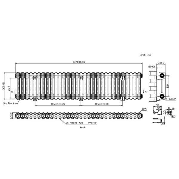 Eastbrook Imperia 2 Column Radiator Matt Anthracite - Image 13