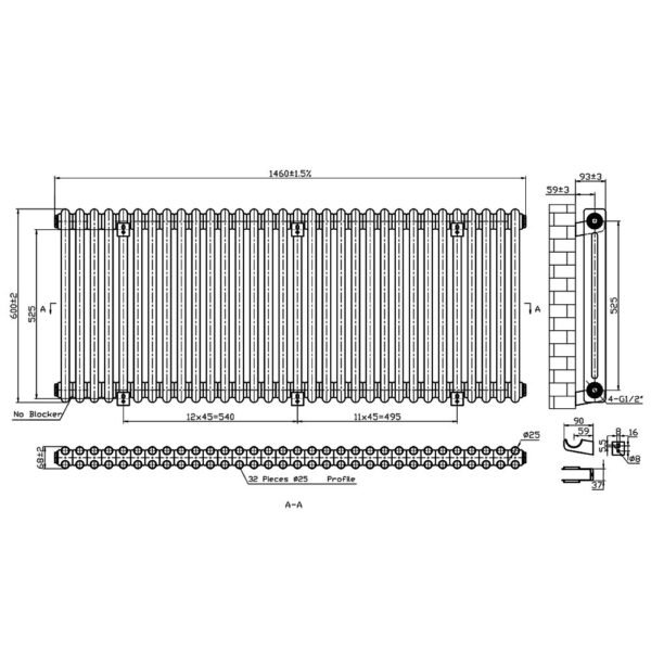 Eastbrook Imperia 2 Column Radiator Matt Anthracite - Image 19