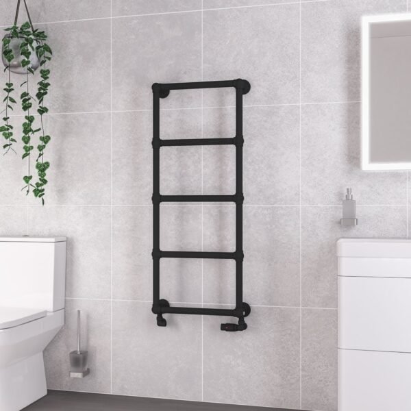 Eastbrook Stour Straight Heated Towel Rail Matt Black - Image 4