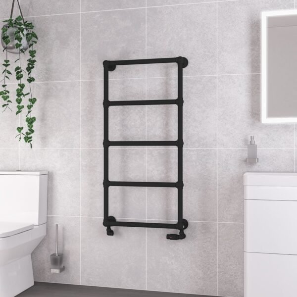 Eastbrook Stour Straight Heated Towel Rail Matt Black - Image 5