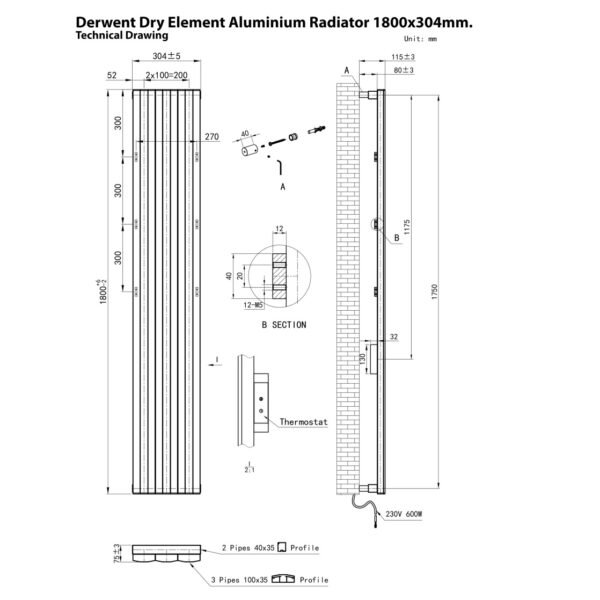 Eastbrook Derwent Dry Element Aluminium Designer Radiator Matt White - Image 39
