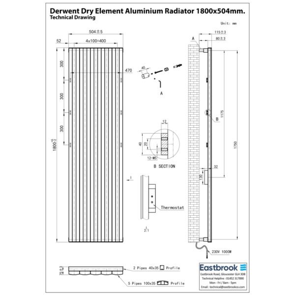 Eastbrook Derwent Dry Element Aluminium Designer Radiator Matt White - Image 41