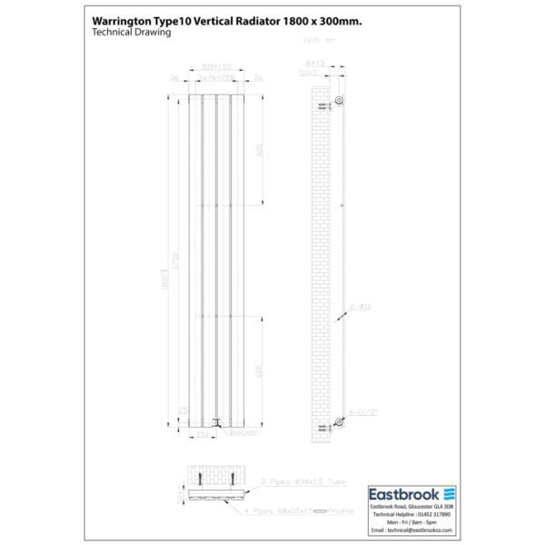 Eastbrook Warrington Type 10 Designer Radiator Matt Anthracite - Image 18