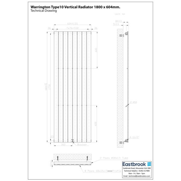 Eastbrook Warrington Type 10 Designer Radiator Matt Anthracite - Image 22