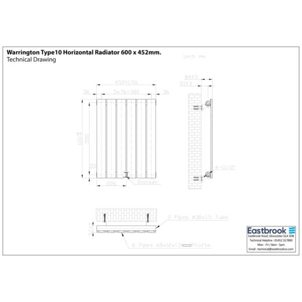Eastbrook Warrington Type 10 Designer Radiator Matt Anthracite - Image 13