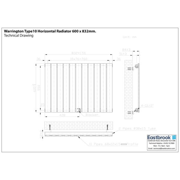 Eastbrook Warrington Type 10 Designer Radiator Matt Anthracite - Image 15
