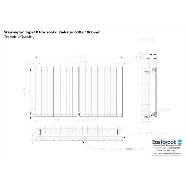 Eastbrook Warrington Type 10 Designer Radiator Matt Anthracite - Image 16