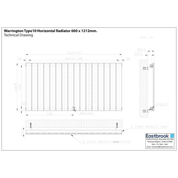 Eastbrook Warrington Type 10 Designer Radiator Matt Anthracite - Image 17