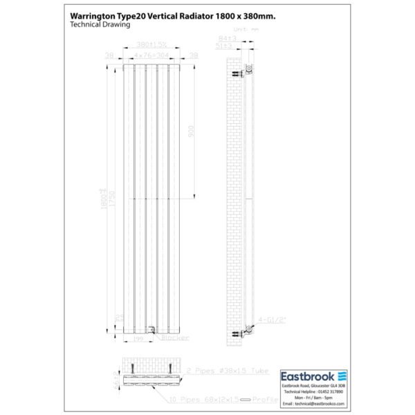 Eastbrook Warrington Type 20 Designer Radiator Matt Anthracite - Image 19