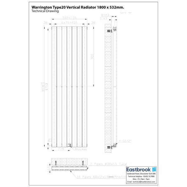 Eastbrook Warrington Type 20 Designer Radiator Matt Anthracite - Image 21
