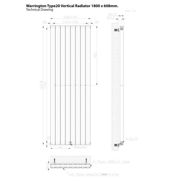 Eastbrook Warrington Type 20 Designer Radiator Matt Anthracite - Image 22