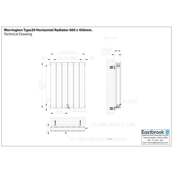 Eastbrook Warrington Type 20 Designer Radiator Matt Anthracite - Image 13