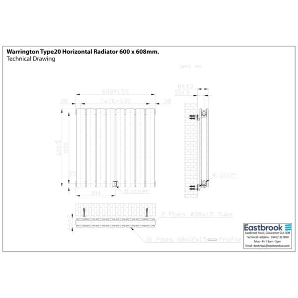 Eastbrook Warrington Type 20 Designer Radiator Matt Anthracite - Image 14