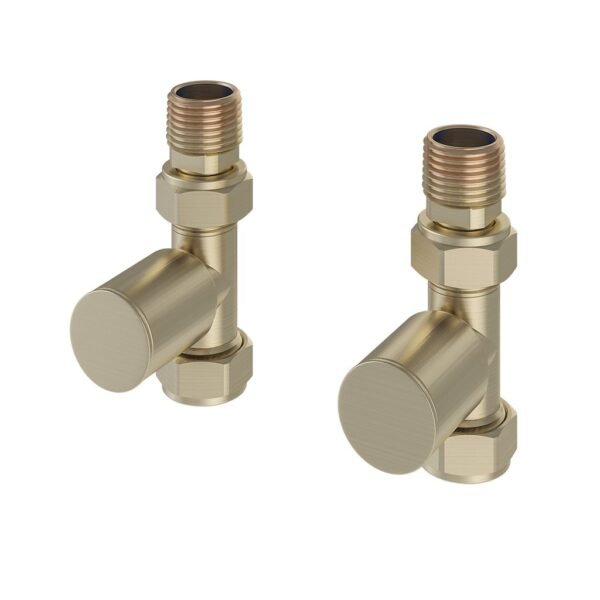 Eastbrook Straight Radiator Valves Pair Brushed Brass