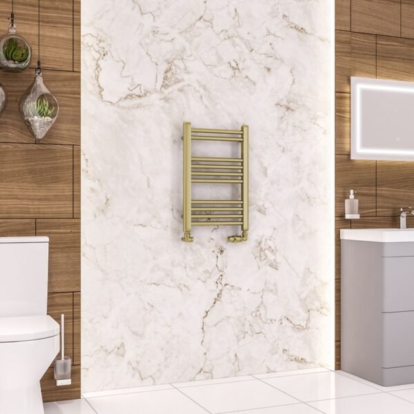 Eastbrook Wendover Straight Heated Towel Rail Brushed Brass - Image 2