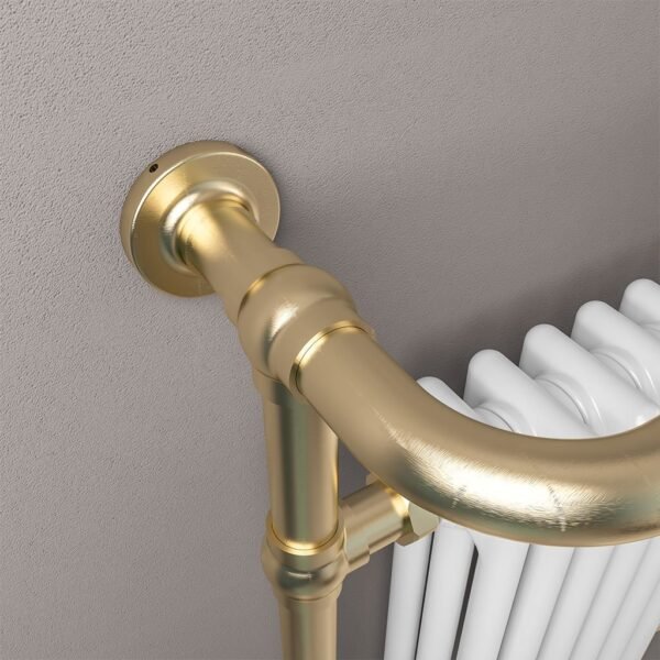 Eastbrook Isbourne Straight Heated Towel Rail 940mm x 600mm Brushed Brass/Gloss White - Image 4