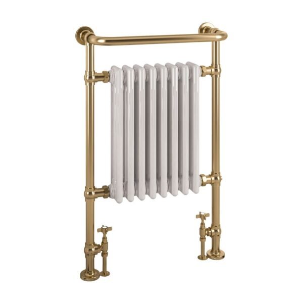 Eastbrook Isbourne Straight Heated Towel Rail 940mm x 600mm Brushed Brass/Gloss White