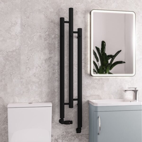 Eastbrook Portchester Designer Radiator 1200mm x 260mm Matt Black - Image 3