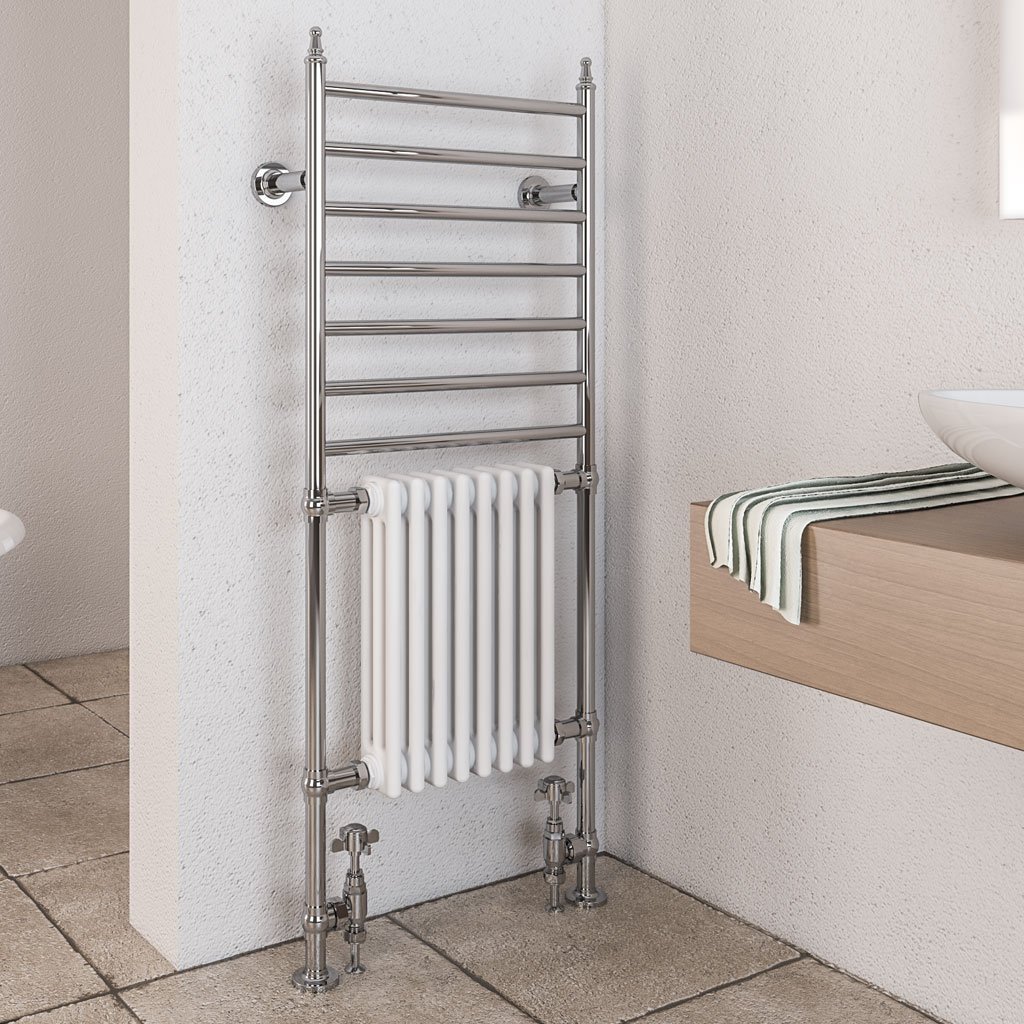 Eastbrook Thames Heated Towel Rail 1444mm x 630mm Chrome/White