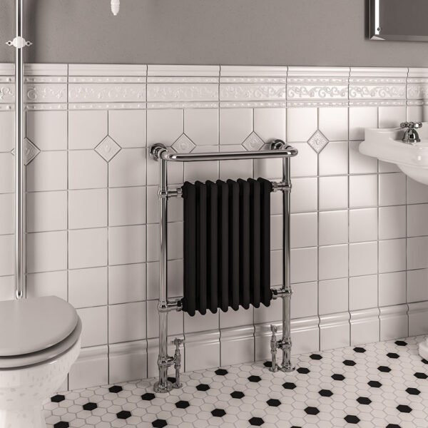 Eastbrook Isbourne Heated Towel Rail 940mm x 600mm Chrome/Matt Black - Image 2