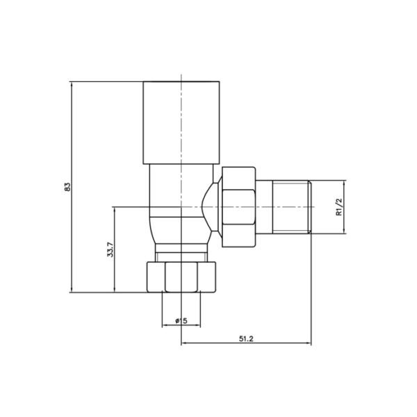 Eastbrook Square Angled Manual Radiator Valves Pair Chrome - Image 2